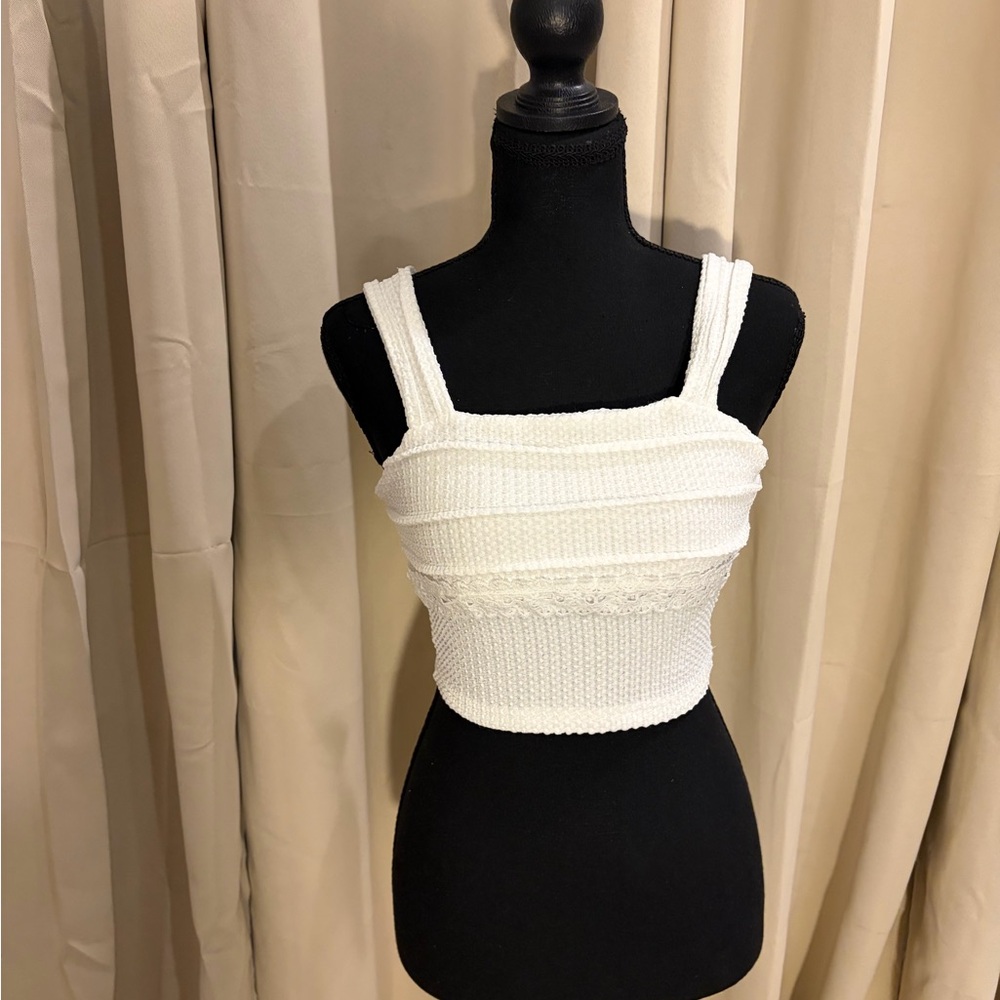 Women's White Knit Crop Top